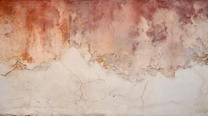 Obraz premium Wall with peeling paint. Texture of old concrete wall for background. A dilapidated building wall in need of major repairs. Facade of a house with damaged plaster. Photophone for retro photography.