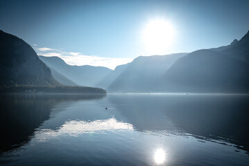 Widok na jezioro Hallstat, Austria, Alpy, Górna Austria