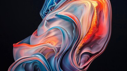 Fototapeta na wymiar Abstract background forming colorful wavy shapes with depth of field