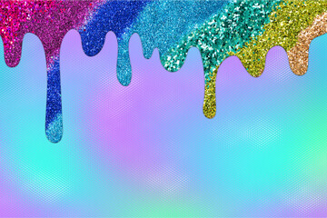 Rainbow dripping glitter background, Dripping Glitter Background
