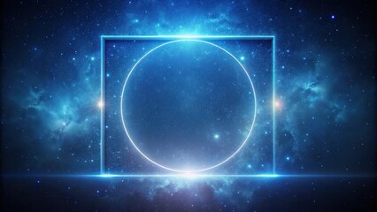 Fototapeta premium Minimalist Square Geometric Element with Circle Starry Space Scene Stock Photo