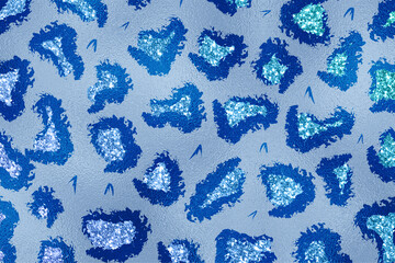 Cyan Glam Glitter Animal Skin Texture Background, Animal Skin Pattern.