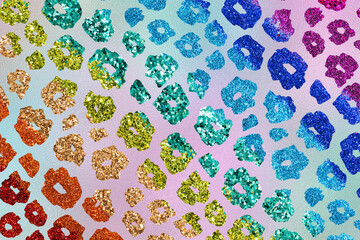 Rainbow Glam Glitter Animal Skin Texture Background, Animal Skin Pattern.
