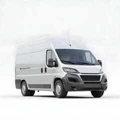 White delivery van with floral decorations, featuring pastel pink flowers on the side and a bouquet on the roof, set against a solid white background, ideal for floral delivery, eco-friendly vehicles,