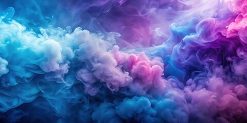 Obraz premium Dramatic Cloudy Sky Blue to Lilac Purple Gradient Smoke Texture Background with Lighting for Design Projects
