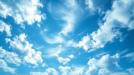 Fototapeta premium Blue Sky with Fluffy Clouds