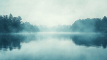 Misty Forest Lake Reflection