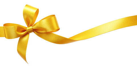 Yellow bow ribbon isolated. 