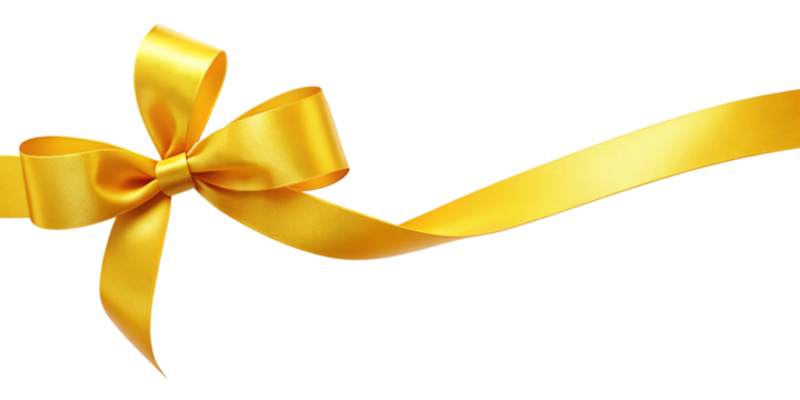 Yellow bow ribbon isolated. 