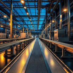 Industrialsite Factory Floor with Conveyor Belts