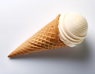 Ice cream cone lying down, isolated on a white background