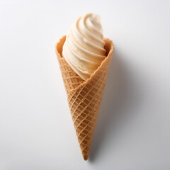 Ice cream cone lying down, isolated on a white background