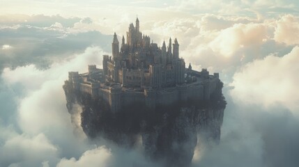 Fototapeta premium Majestic Floating Castle in the Clouds
