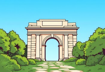 Fototapeta premium Majestic Grand Archway Entrance to Ancient Landmark