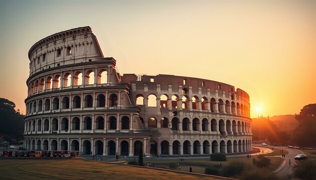 Majestic Colosseum at Sunset: Romes Iconic Landmark