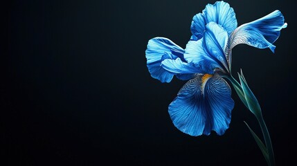   A blue flower on black background