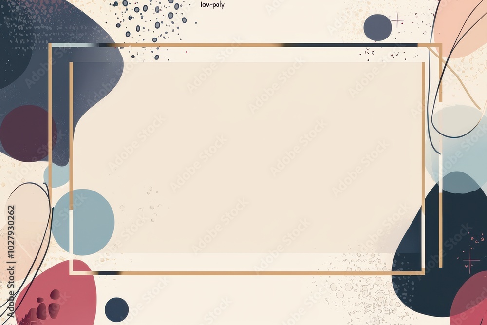 Poster clean and simple abstract frame design with blank rectangle and modern artistic elements