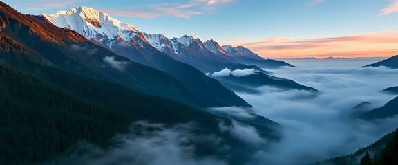 Breathtaking Mountain Range Sunrise: Majestic Peaks at Dawn
