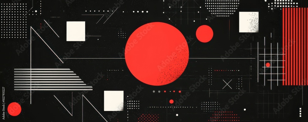 Aufkleber dark and minimalist background with geometric shapes in abstract composition