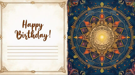 Obraz premium Greeting card: Sacred Mandala Meditation Zen Birthday Blessing