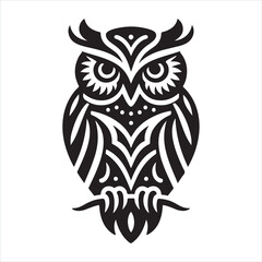 Owl silhouette on white background
