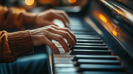 Hands Playing Piano Keys