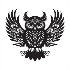 Owl silhouette on white background
