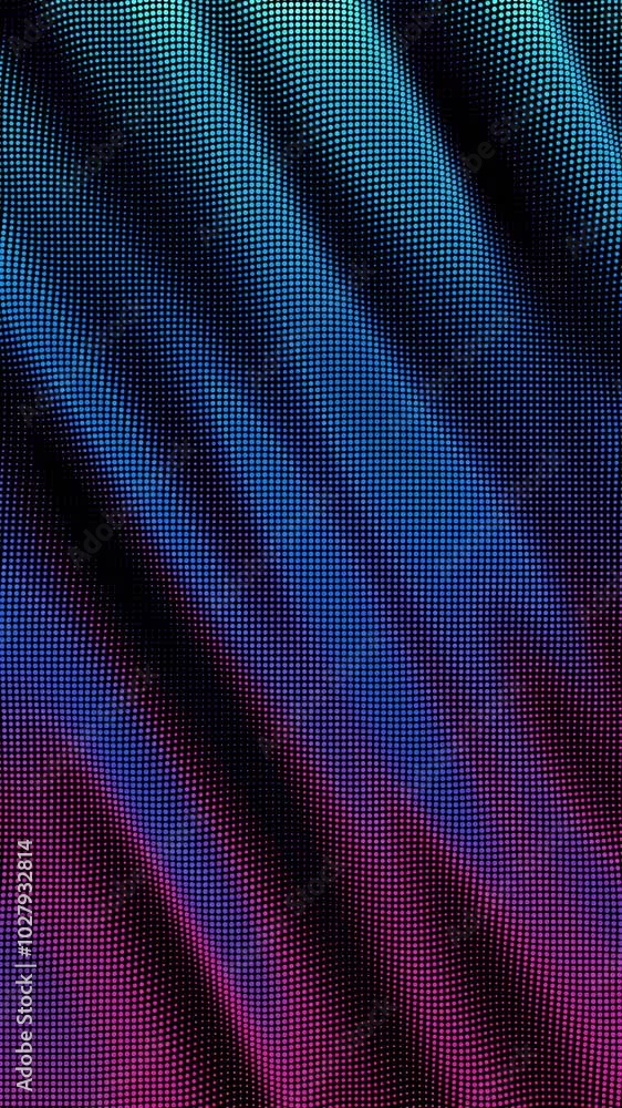 Poster looped waves of colorful points. digital data splash of point array. futuristic smooth glitch ui ele