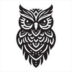 Owl silhouette on white background
