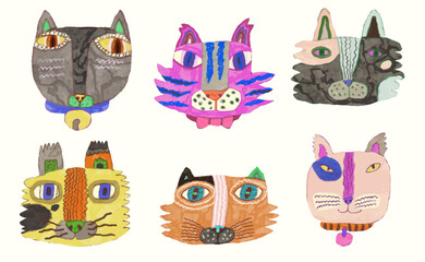 Cats cartoon illustration , watercolor painting vector. cute animal artwork.	
