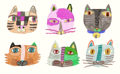 Cats cartoon illustration , watercolor painting vector. cute animal artwork.	
