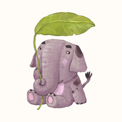  Elephant, Animal wildlife watercolor vector illustration.	