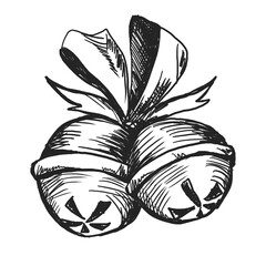 Freehand Christmas bells  scribble isolated on white background. Texture of writing materials. Handwritten christmases doodles and pencil strokes. 