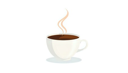 Fototapeta premium Freshly Brewed Coffee Cup on White Background - Steam Rising High, Hot Morning Beverage
