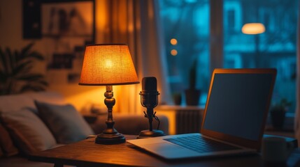 Cozy Home Workspace at Dusk