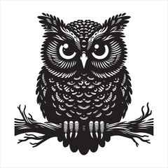 Owl silhouette on white background
