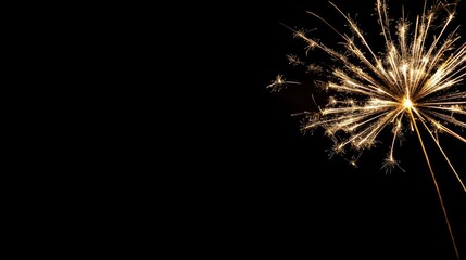 Fototapeta premium Elegant Golden Fireworks Display on Black Background for New Year's Eve Celebrations, Capturing Dynamic Energy and Festive Charm.