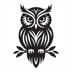 Owl silhouette on white background
