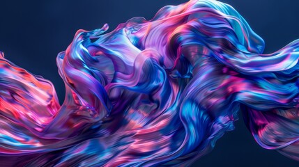 Obraz premium Abstract fluid painting in holographic neon colors creating a beautiful wallpaper
