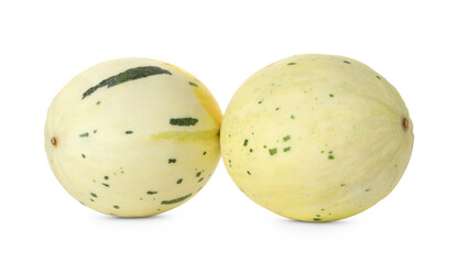 Fresh ripe honeydew melons isolated on white