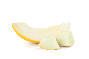 Pieces of fresh melon isolated on white