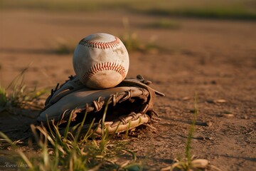 Weathered Baseball and Glove