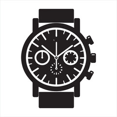 Analog wristwatch, ideal for luxury brand silhouette on white background
