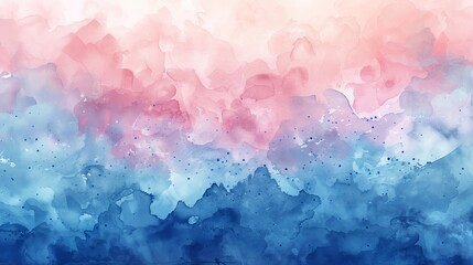 Fototapeta premium Soft pastel watercolor background, gentle blend of pink, blue, and yellow, ideal for spring-themed designs