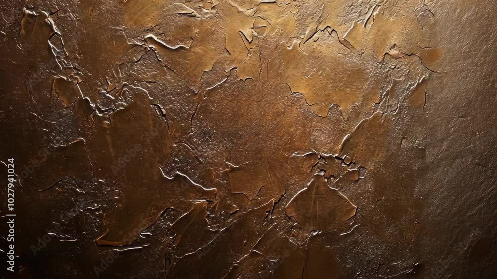 Poster a close-up of a textured bronze surface, with deep crevices and raised areas creating a unique and a