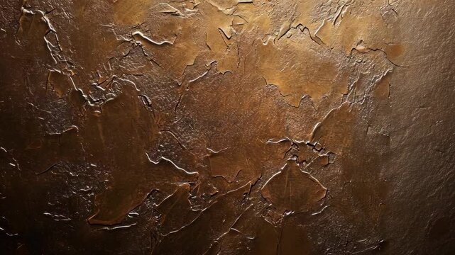 A close-up of a textured bronze surface, with deep crevices and raised areas creating a unique and artistic pattern