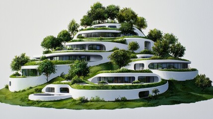 Eco-Friendly Watercolor Rendering of Biodegradable Homes