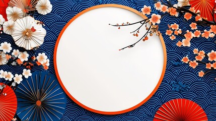 Elegant Japanese Circular Pattern with Floral Details