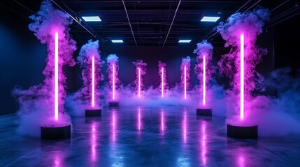 Ethereal Installation with Neon Lights and Fog Effects