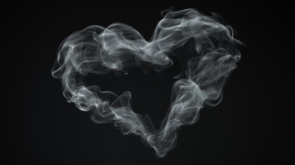 A heart made of smoke is shown in the image. The smoke is thick and dark, giving the impression of a heavy, smoky atmosphere. The heart shape is formed by the smoke, creating a unique